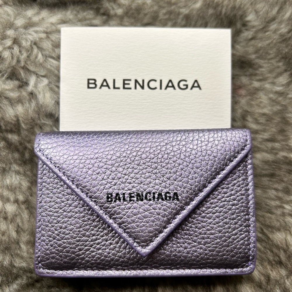 Balenciaga Lilac Leather Compact Wallet